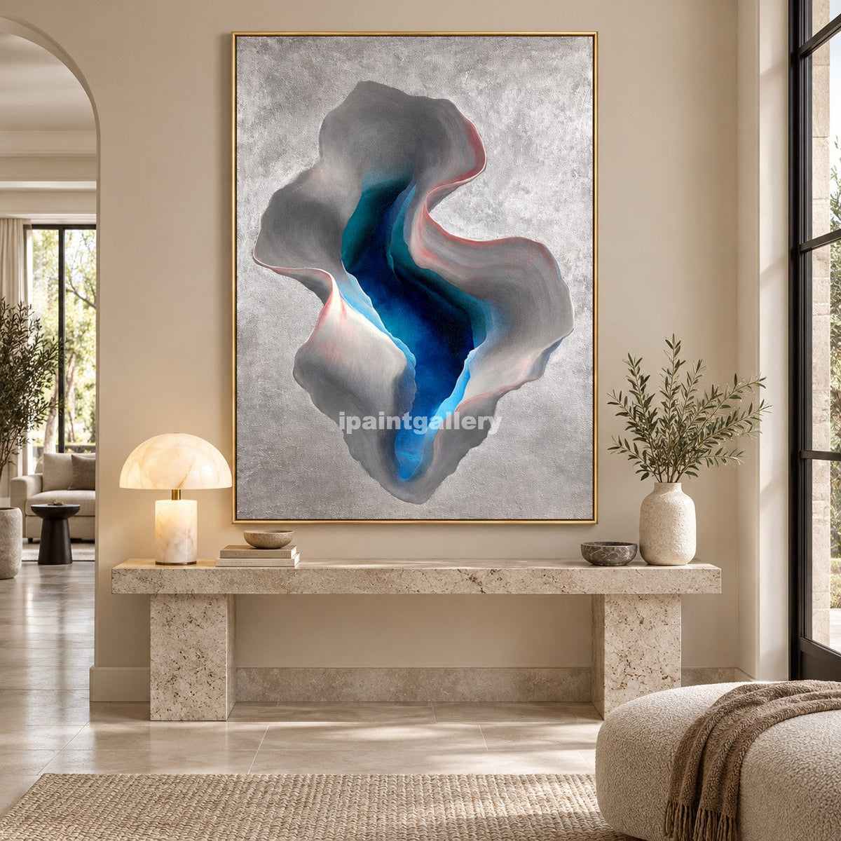 Realm of the Deep: Discover Serenity and Strength in Blue-Grey Textured Art