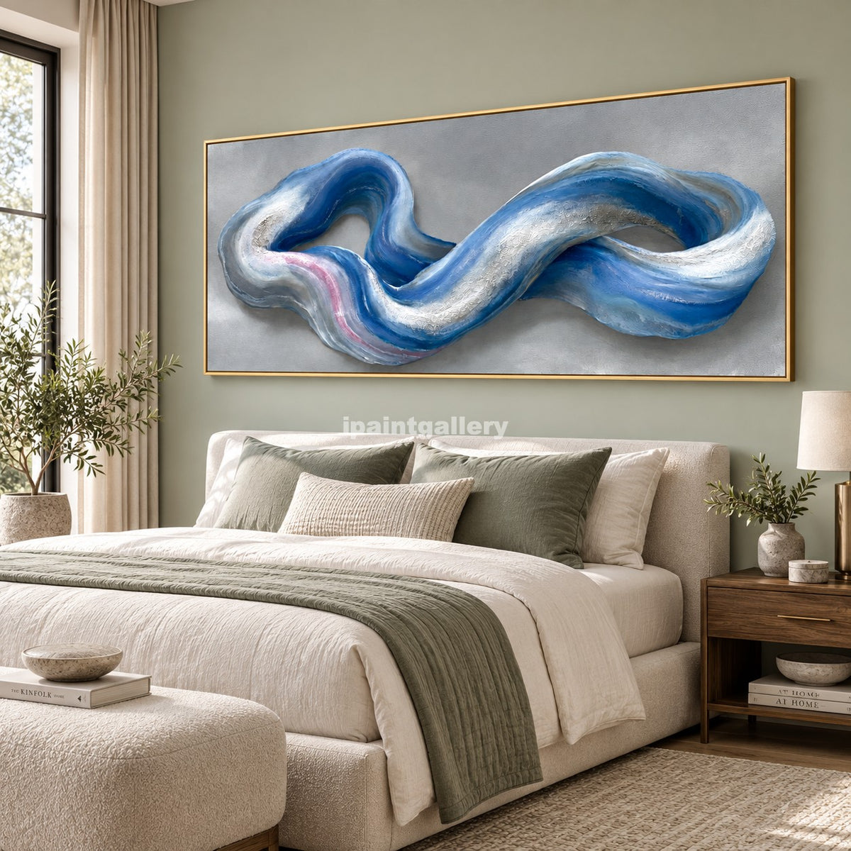 Eternal Flow – Blue and Silver Infinity Abstract Wall Art#LT1