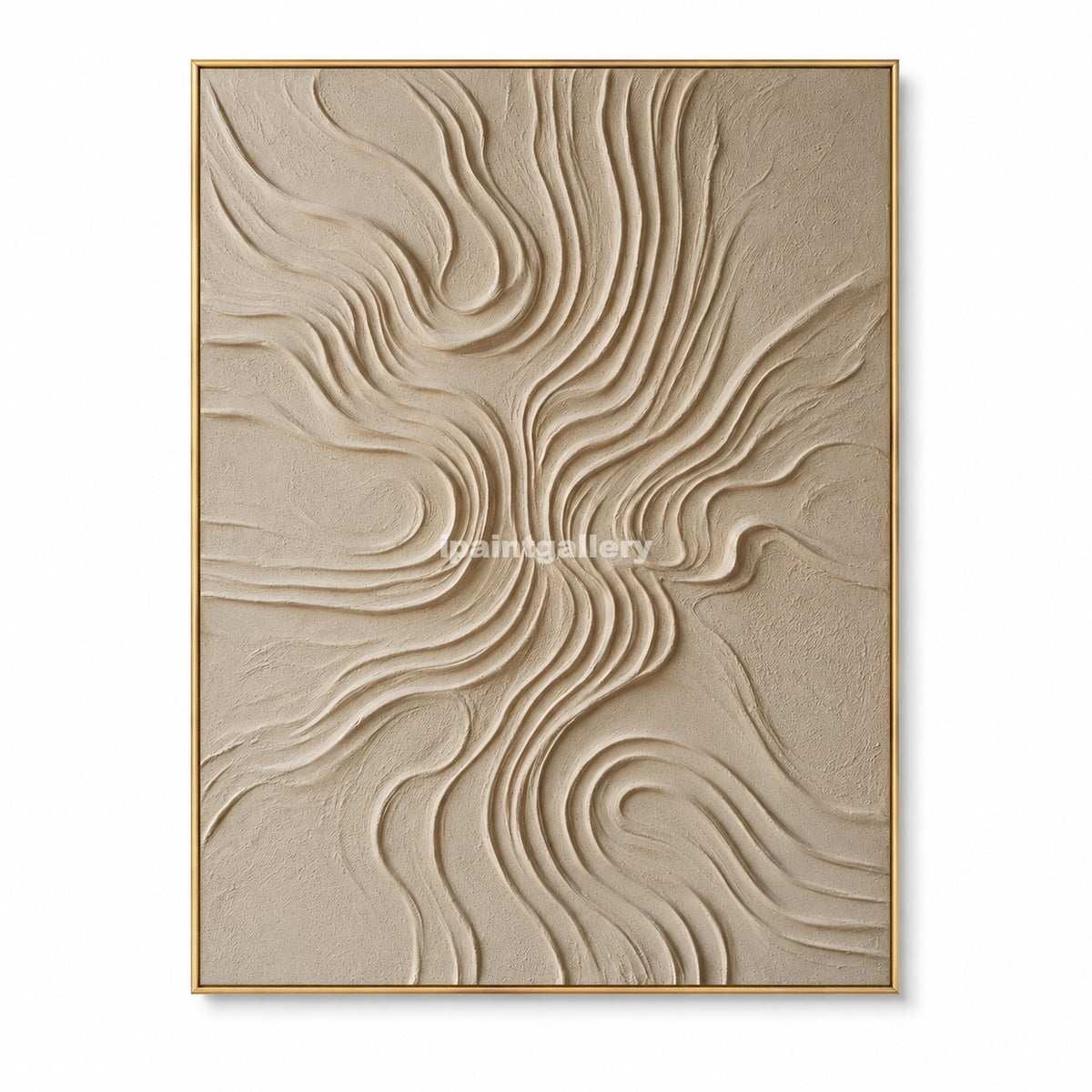 Sand Current – Beige Organic Line Textured Wall Art#LT10
