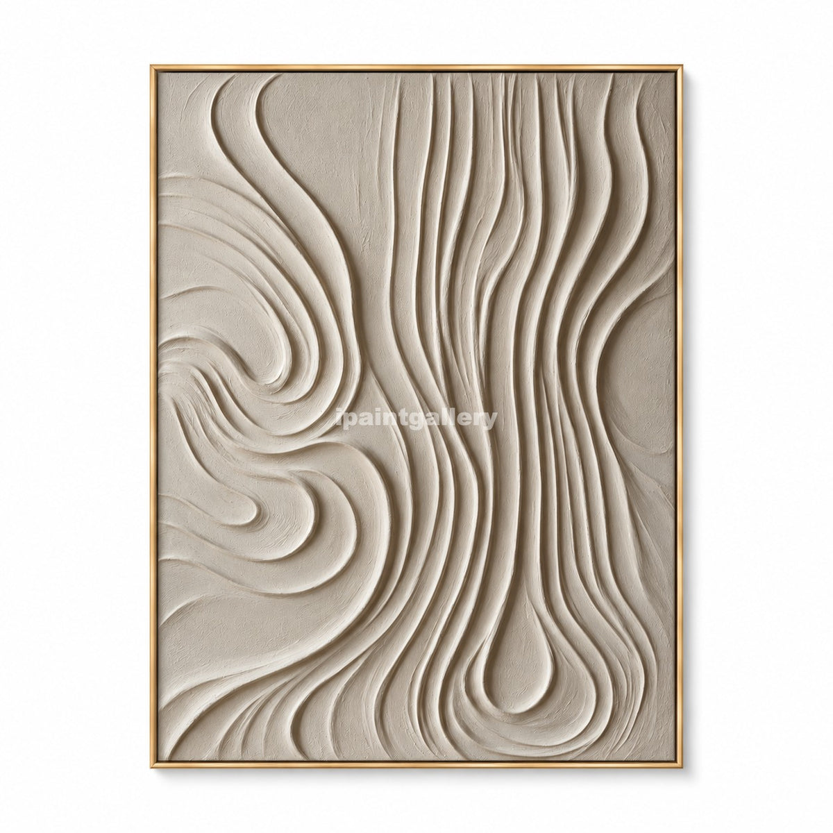 Flowing Earth – Cream White Organic Line Textured Wall Art#LT11