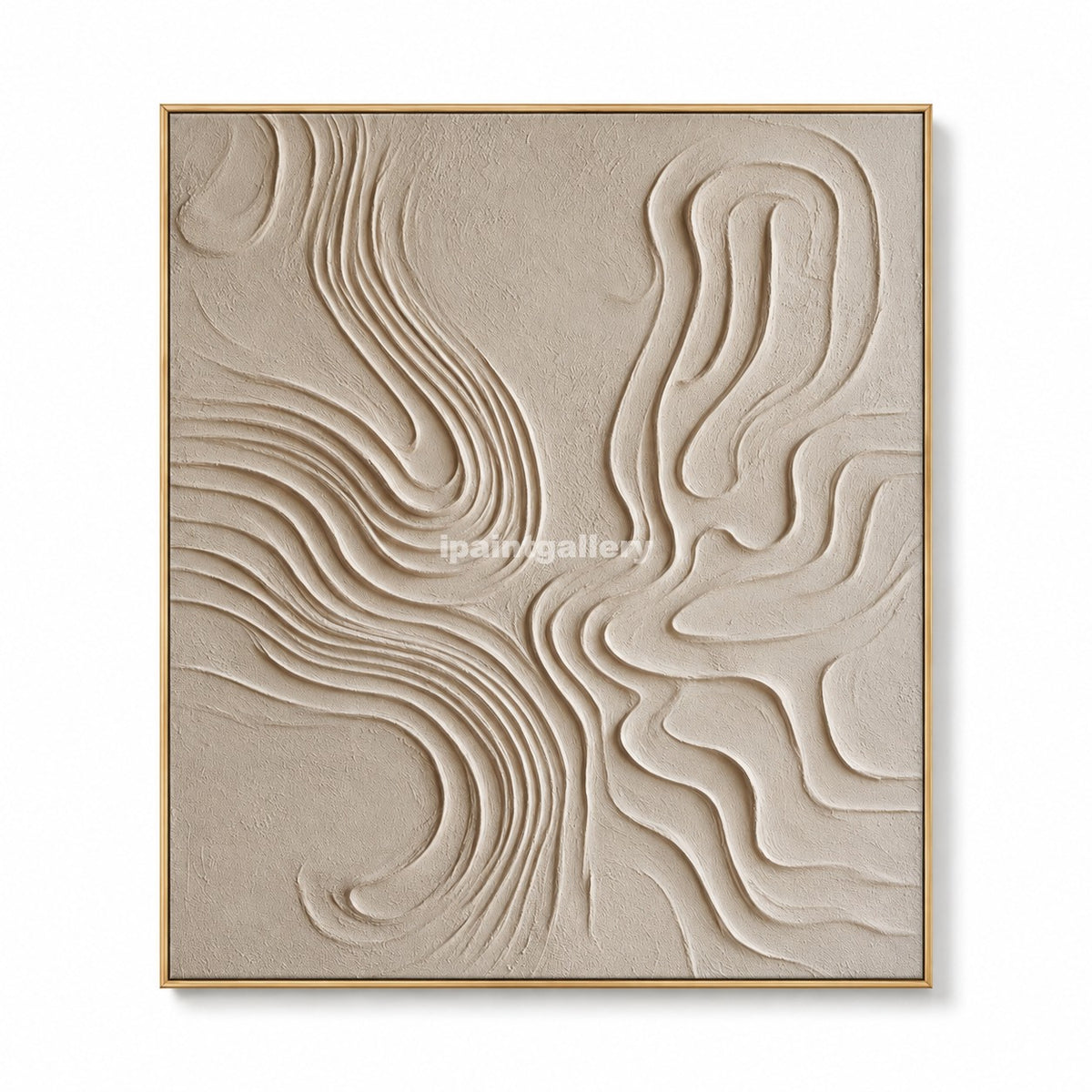 Rooted Flow – Cream Botanical Relief Abstract Wall Art#LT12