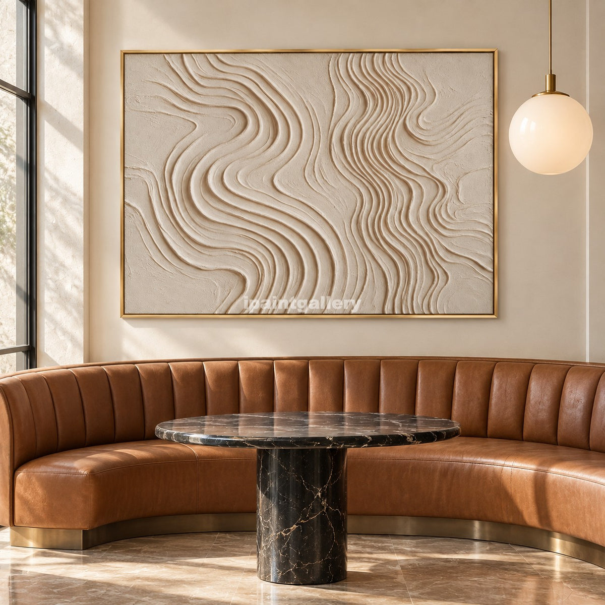 Dune Rhythm – Cream Flowing Line Textured Wall Art#LT13