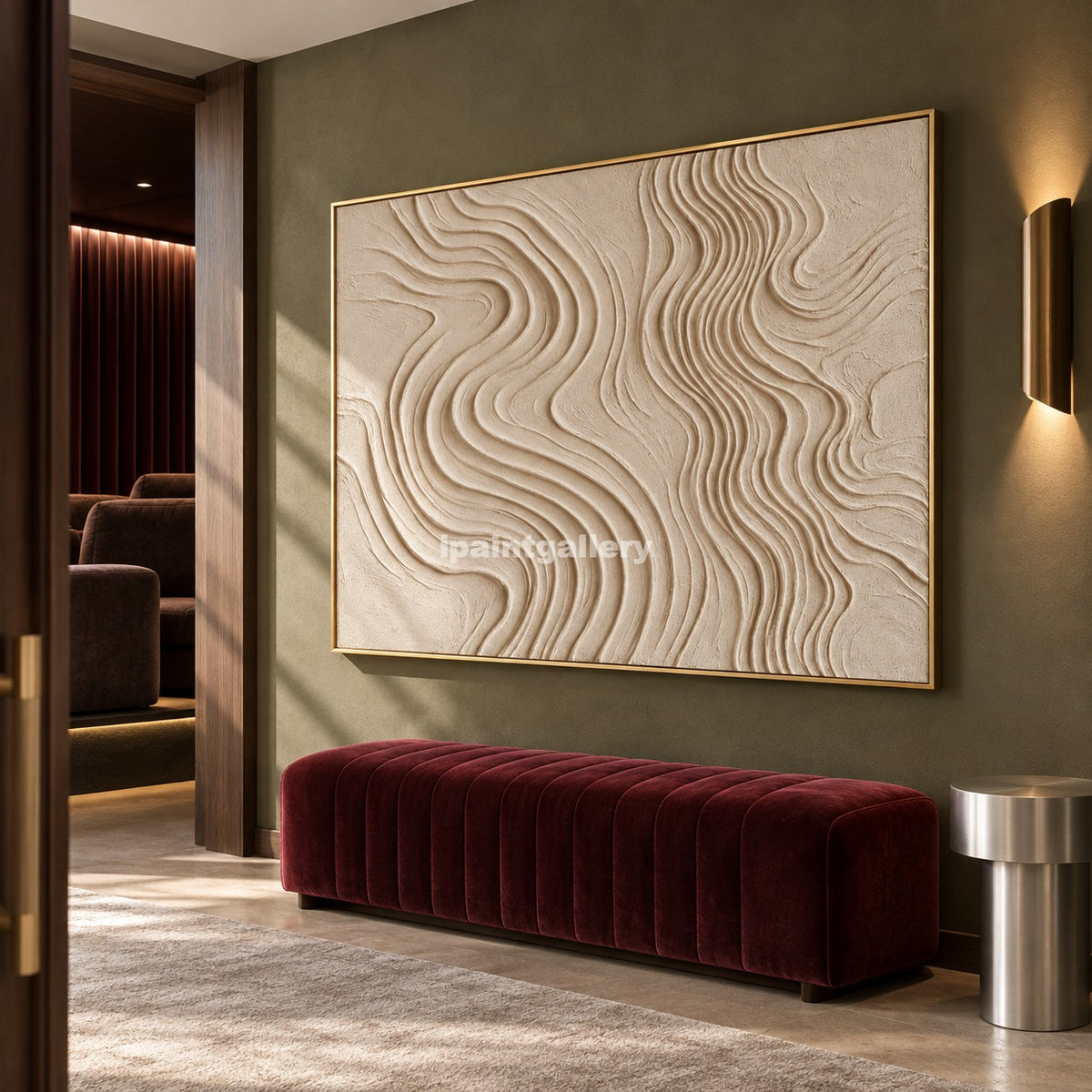 Dune Rhythm – Cream Flowing Line Textured Wall Art#LT13