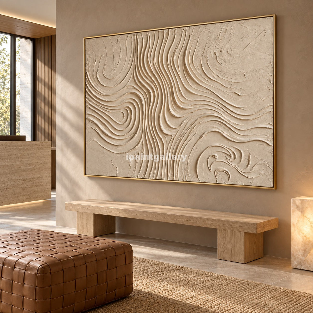 Terrain in Motion – Cream Topographic Textured Wall Art#LT14