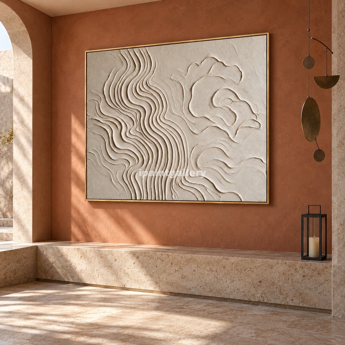 Cloud and Current – Cream Organic Relief Wall Art#LT16