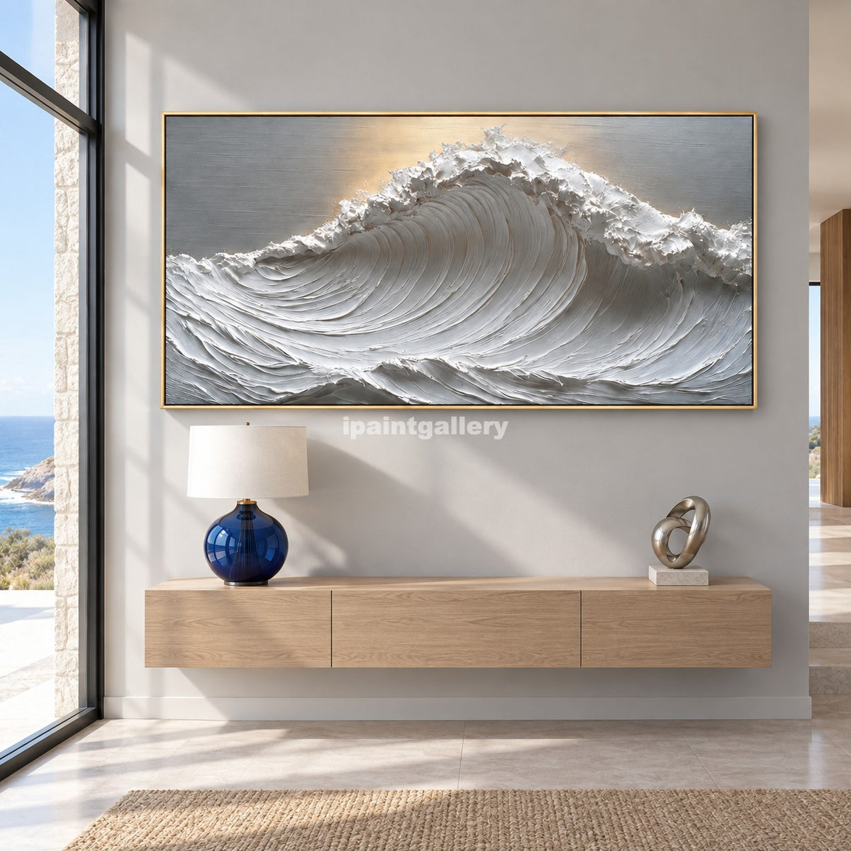 Silver Breaker – White Sculptural Ocean Wave Wall Art#LT17