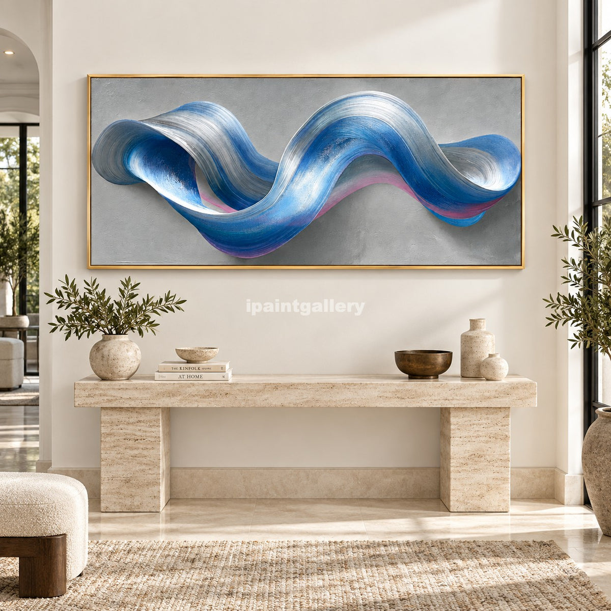 Wavelength – Blue and Silver Sculptural Abstract Wall Art#LT2