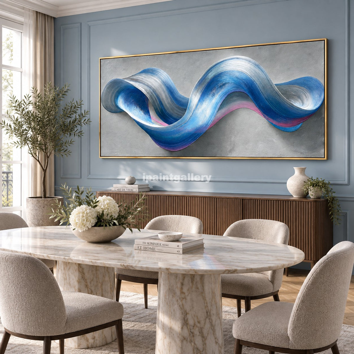Wavelength – Blue and Silver Sculptural Abstract Wall Art#LT2