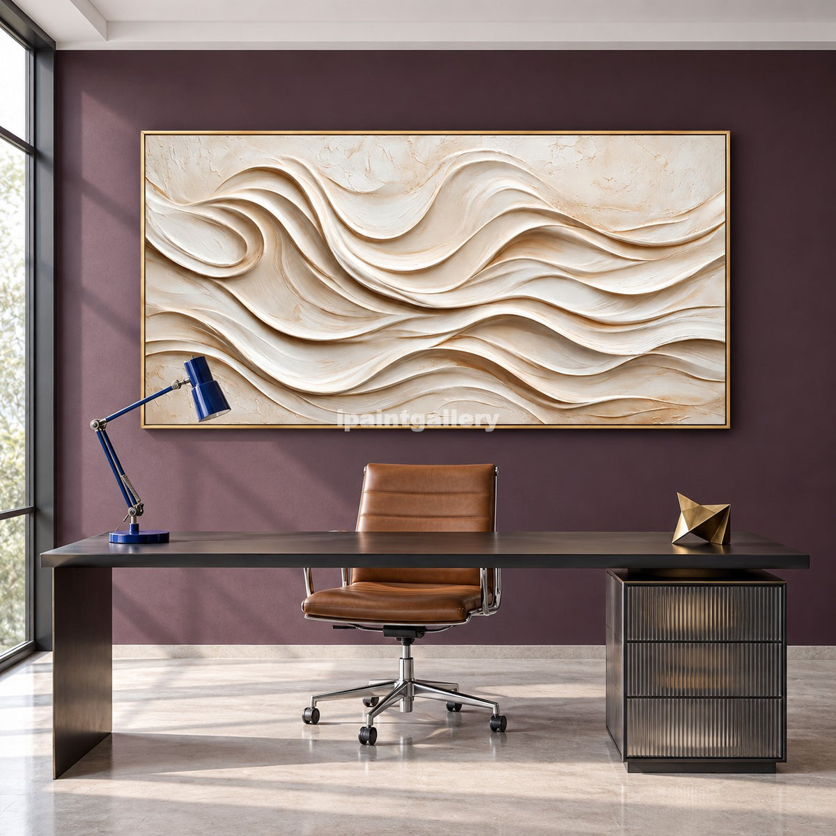 Ivory Drift – Cream Layered Wave Textured Wall Art#LT21