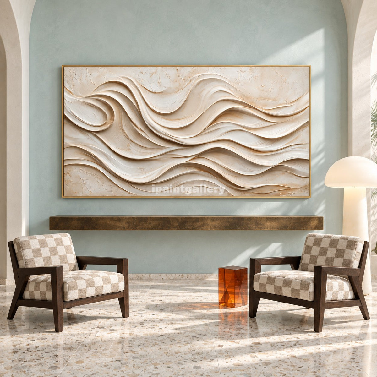 Ivory Drift – Cream Layered Wave Textured Wall Art#LT21