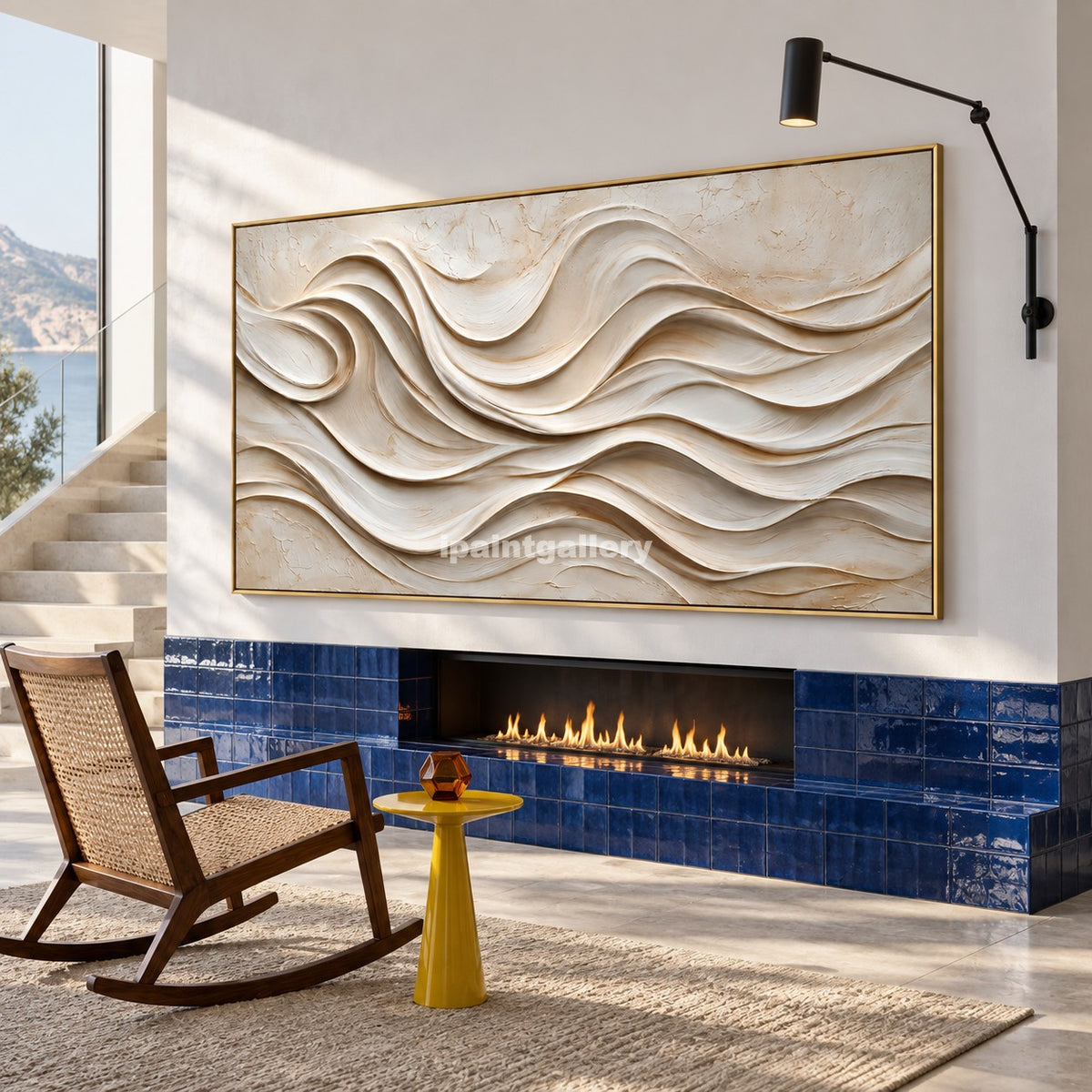 Ivory Drift – Cream Layered Wave Textured Wall Art#LT21