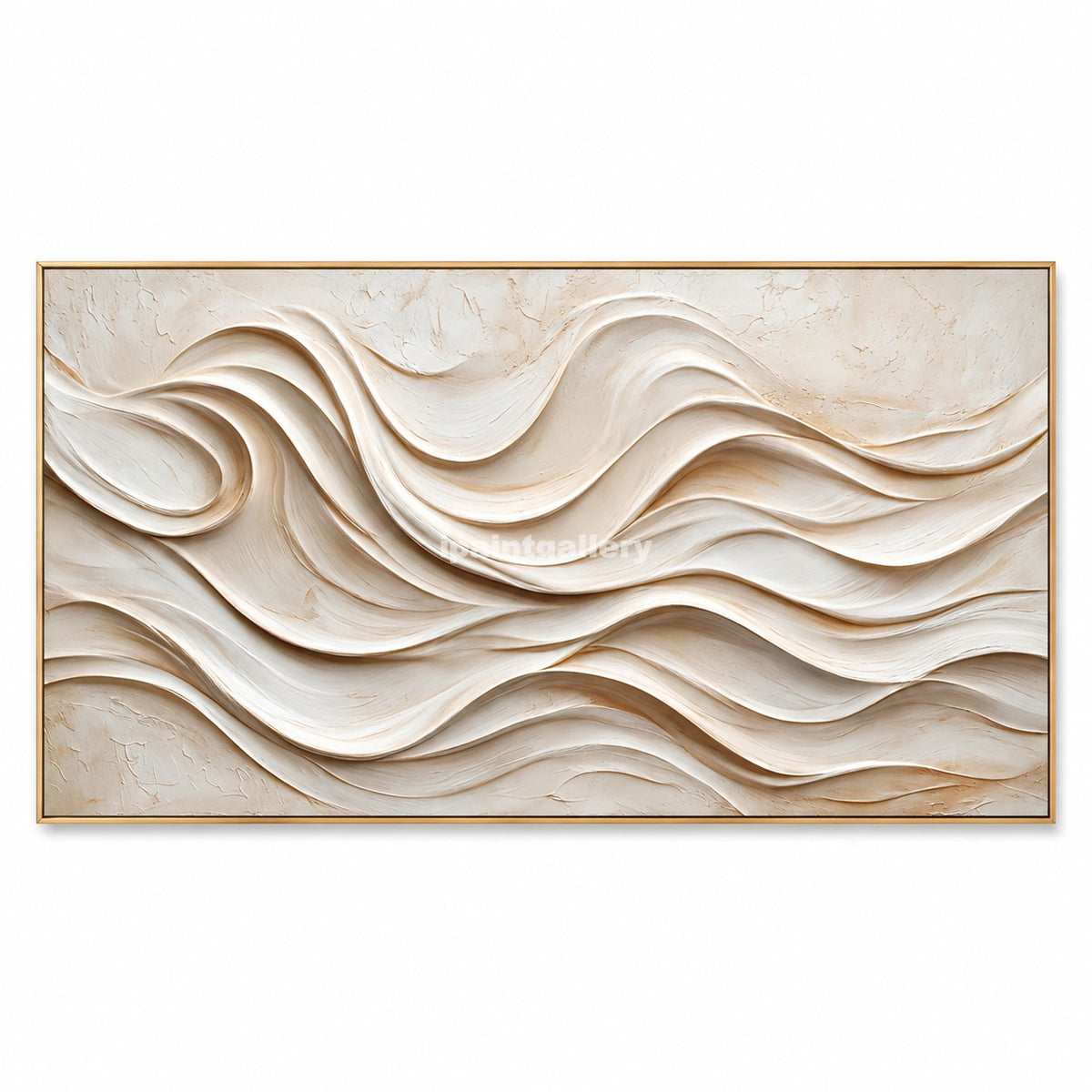 Ivory Drift – Cream Layered Wave Textured Wall Art#LT21
