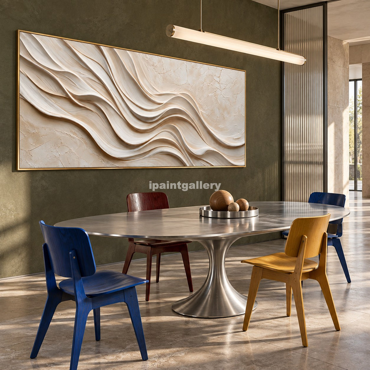 Silken Terrain – Ivory Flowing Layered Wall Art#LT22