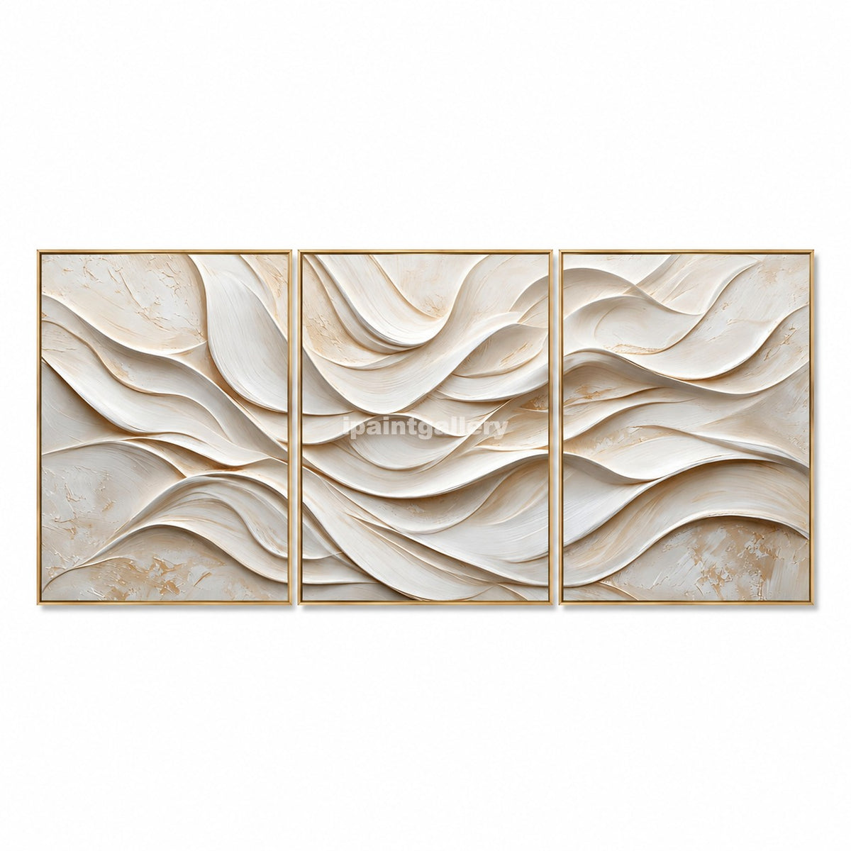 Ivory Cascade Triptych – Cream Sculptural Layered Wall Art Set#LT24