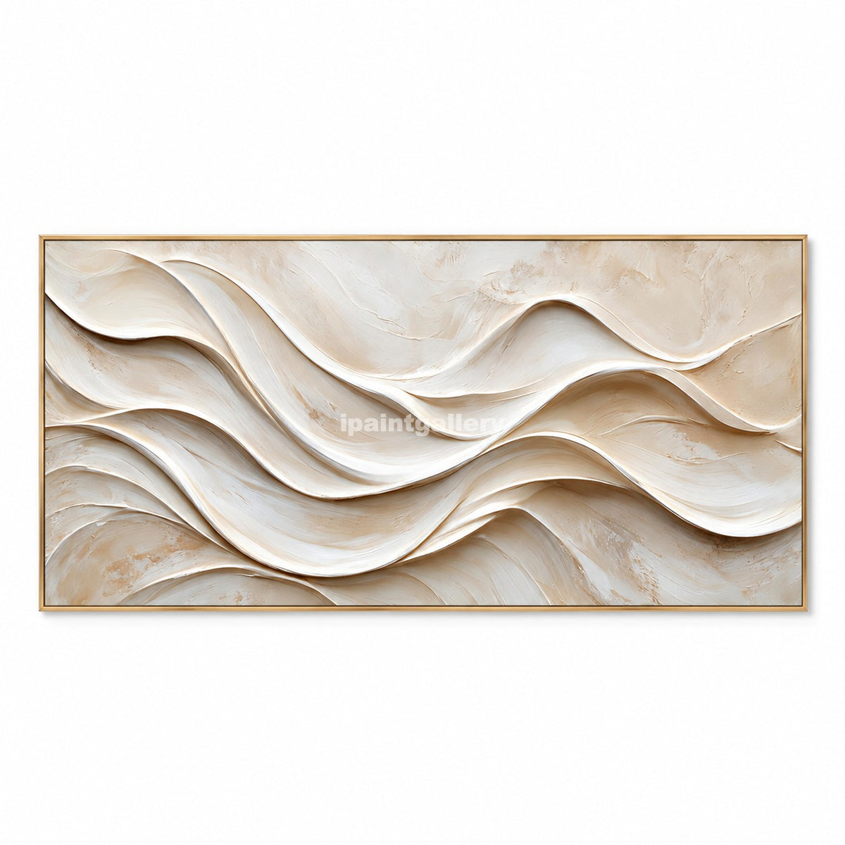 Quiet Horizons – Ivory Layered Wave Abstract Wall Art#LT26