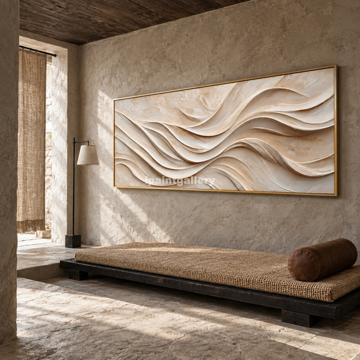 Ivory Crosscurrents – Cream Layered Abstract Wall Art#LT27
