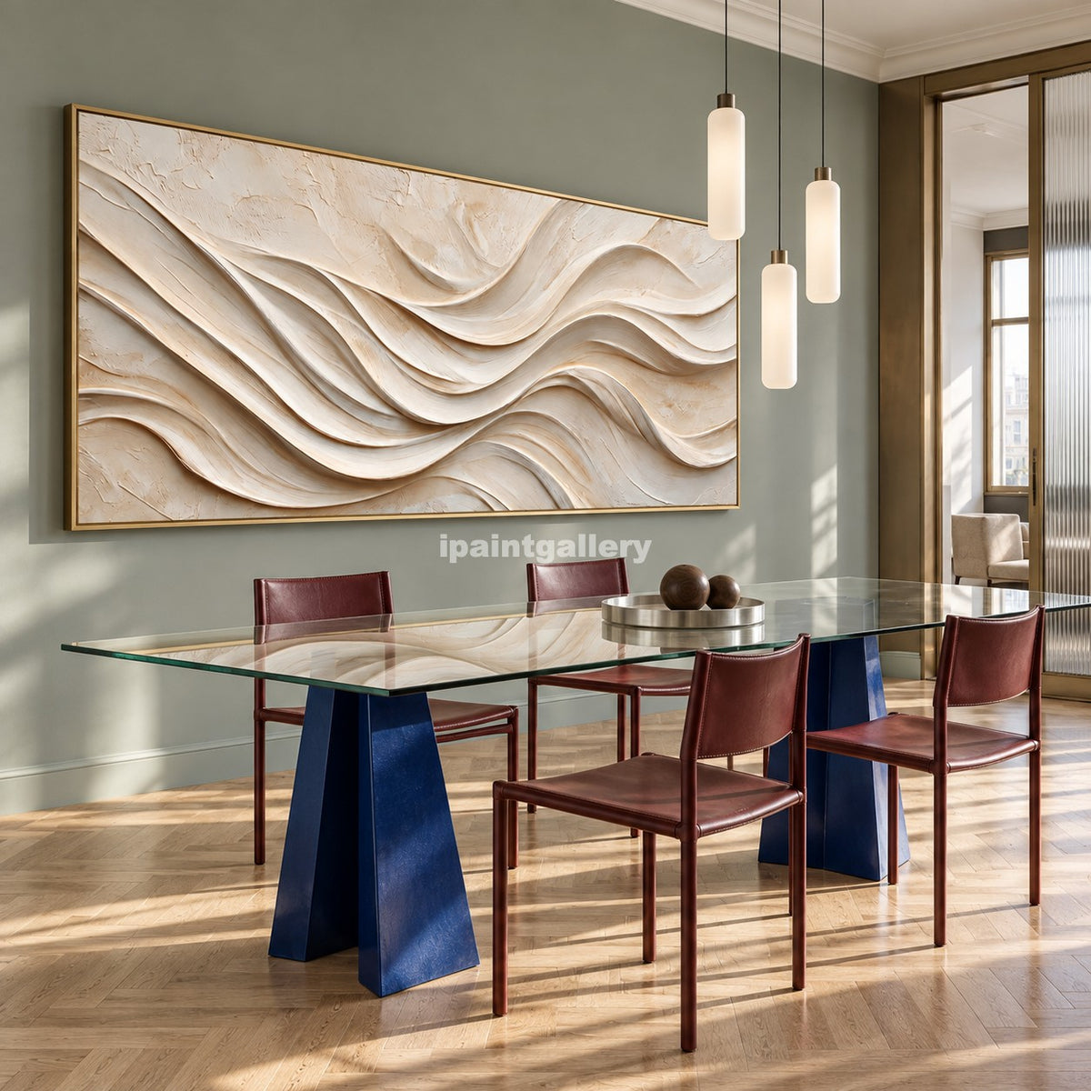 Ivory Crosscurrents – Cream Layered Abstract Wall Art#LT27