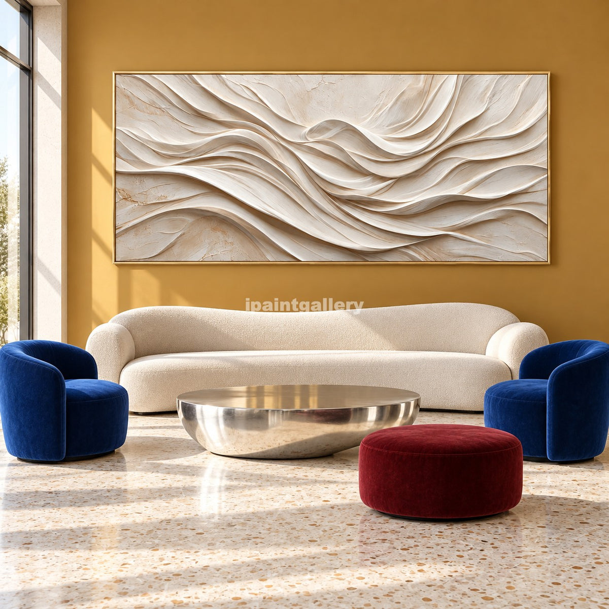 Ivory Vortex – Cream Layered Flow Abstract Wall Art#LT30