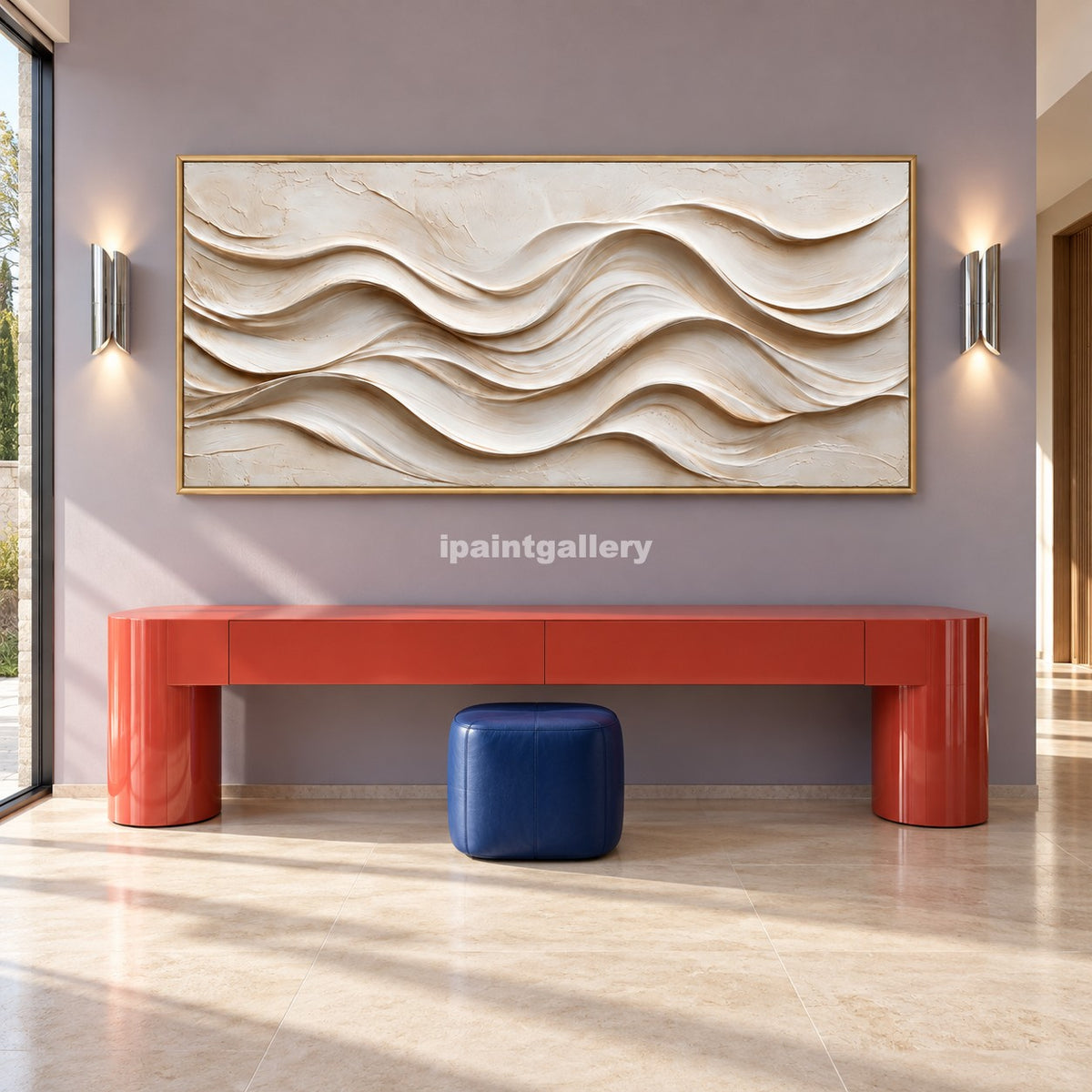 Ivory Swell – Cream Sculptural Wave Abstract Wall Art#LT32