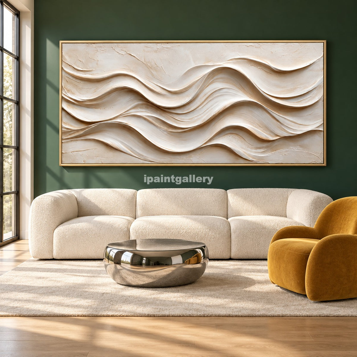 Ivory Swell – Cream Sculptural Wave Abstract Wall Art#LT32