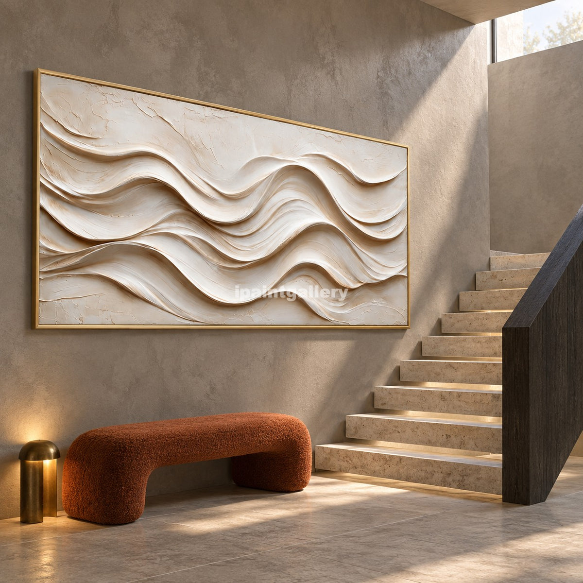 Ivory Swell – Cream Sculptural Wave Abstract Wall Art#LT32