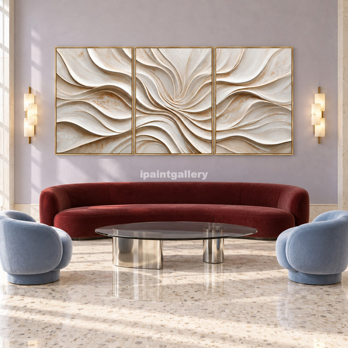 Ivory Bloom Triptych – Cream Sculptural Petal Wall Art Set#LT35