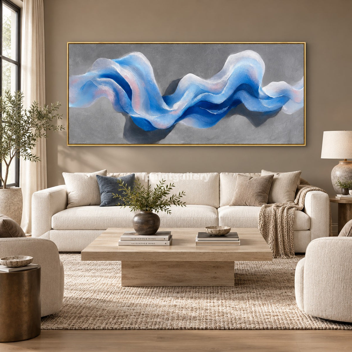 Celestial Drift – Blue and White Sculptural Wave Wall Art#LT6