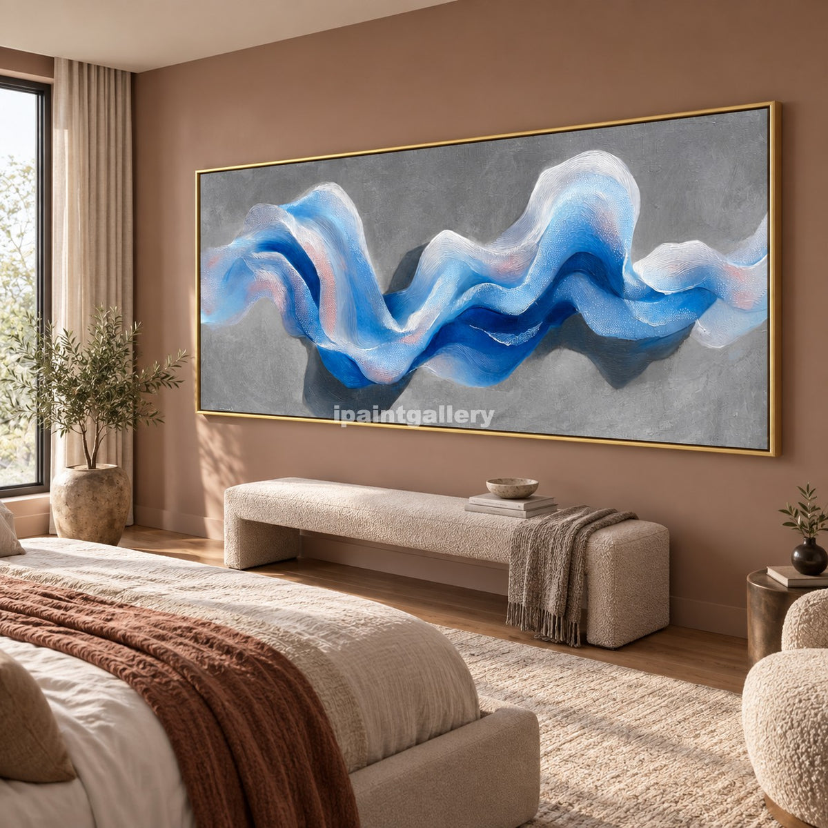 Celestial Drift – Blue and White Sculptural Wave Wall Art#LT6
