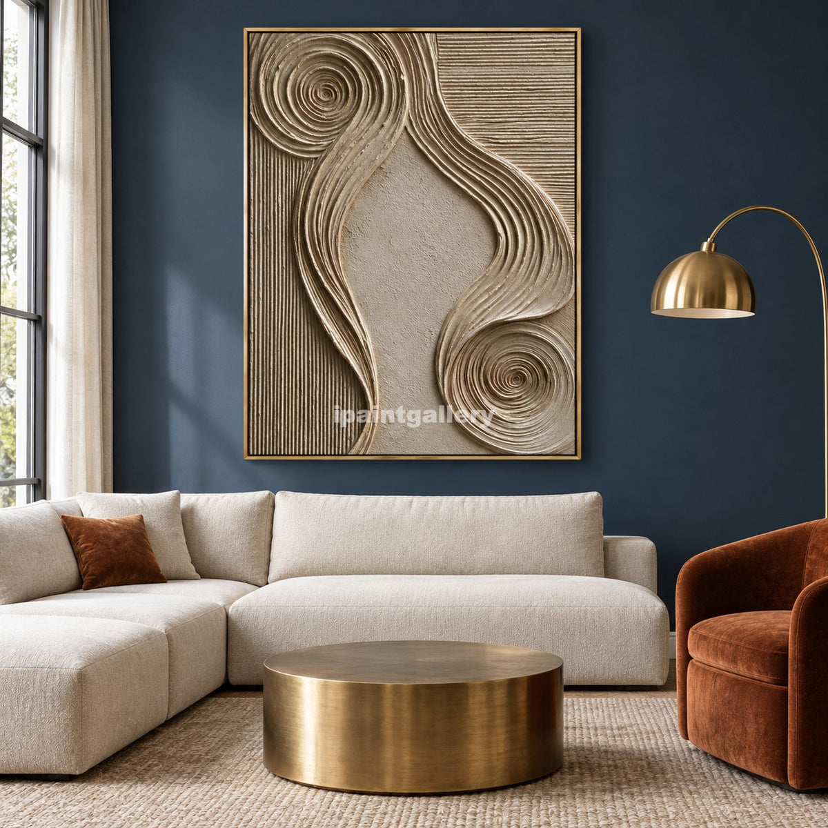 Infinite Lines – Champagne Beige Geometric Textured Wall Art#LT7