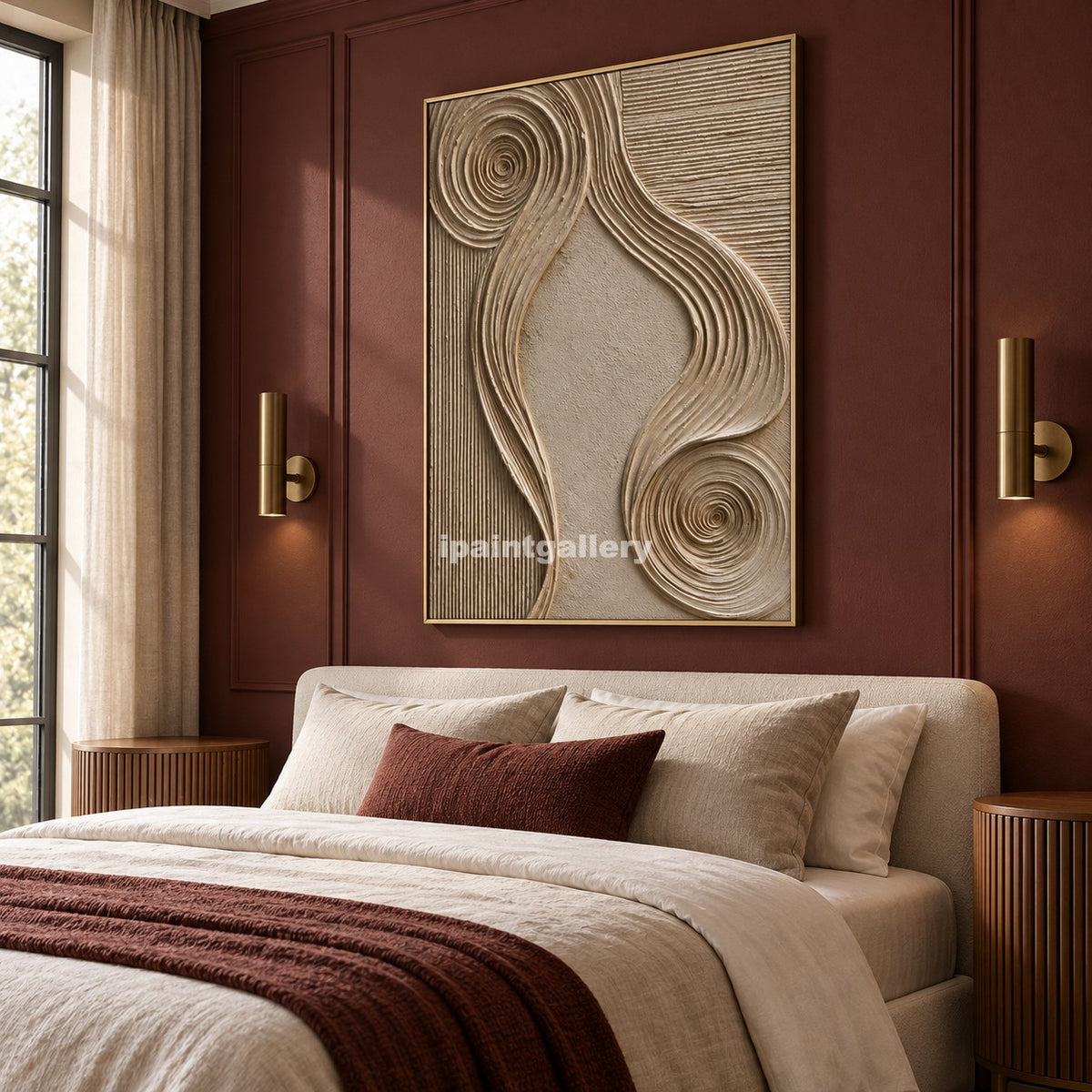Infinite Lines – Champagne Beige Geometric Textured Wall Art#LT7