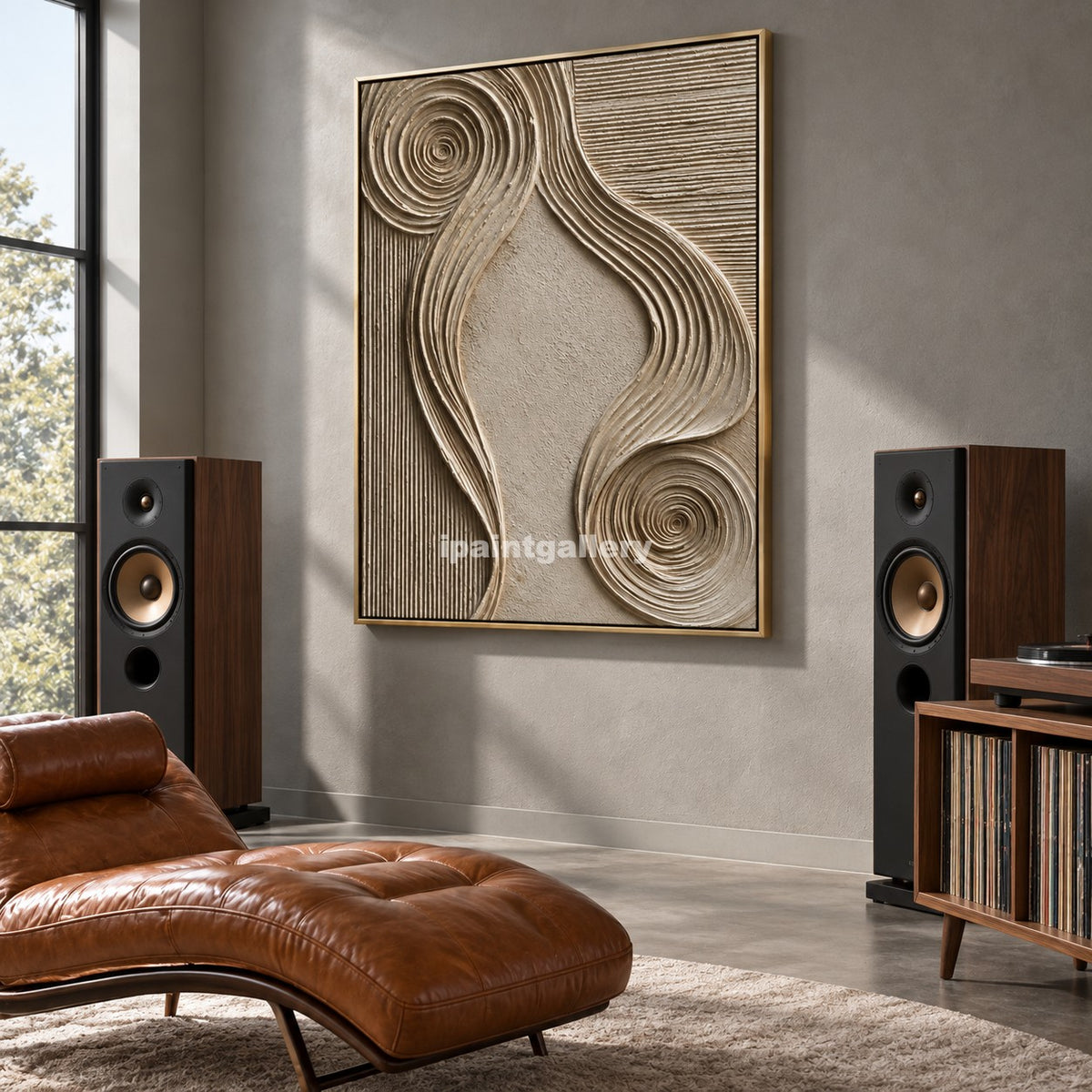 Infinite Lines – Champagne Beige Geometric Textured Wall Art#LT7