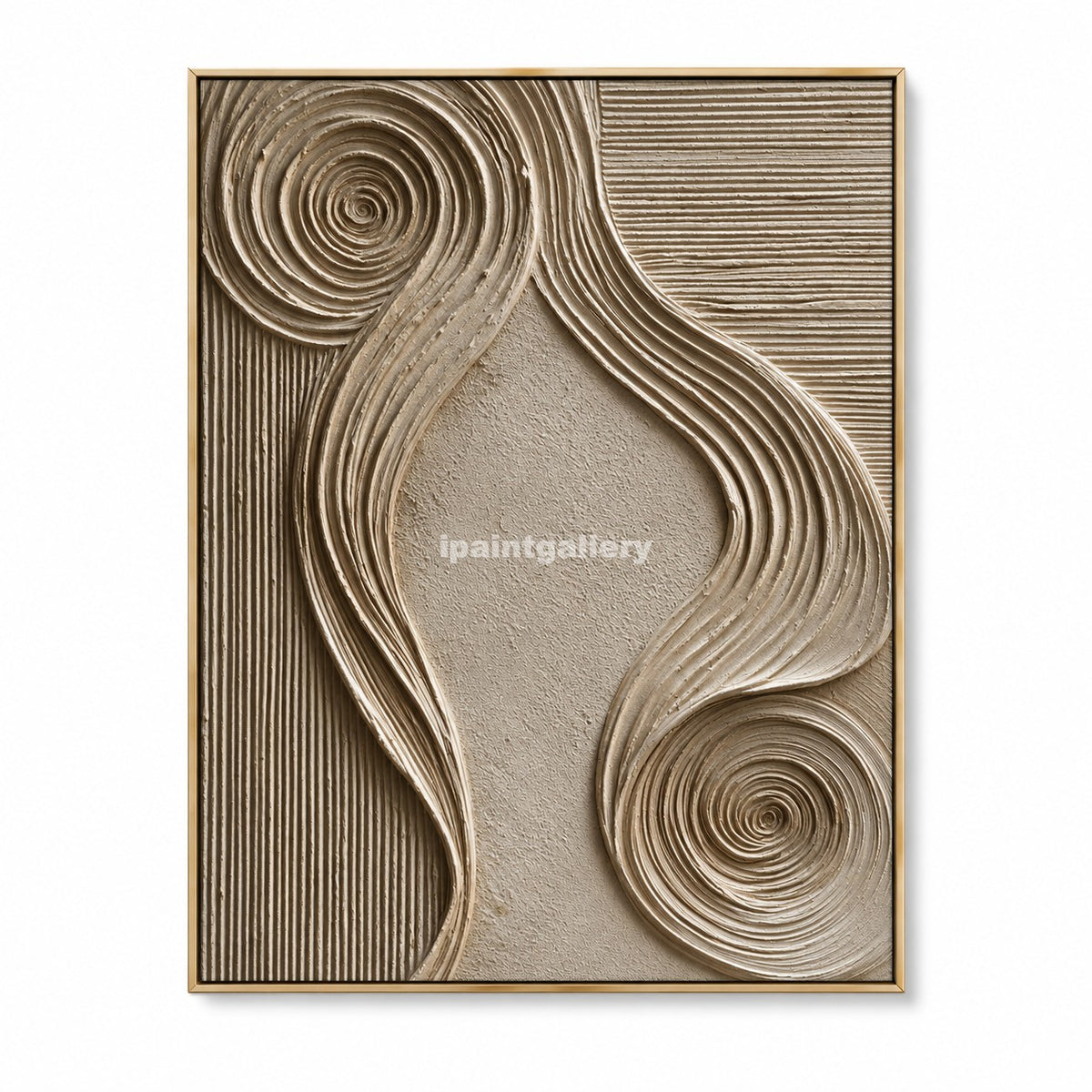 Infinite Lines – Champagne Beige Geometric Textured Wall Art#LT7