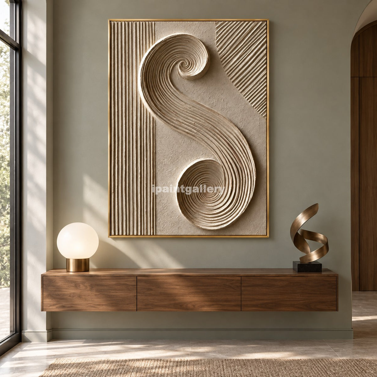 Balanced Spirals – Beige Sculptural Geometric Wall Art#LT8