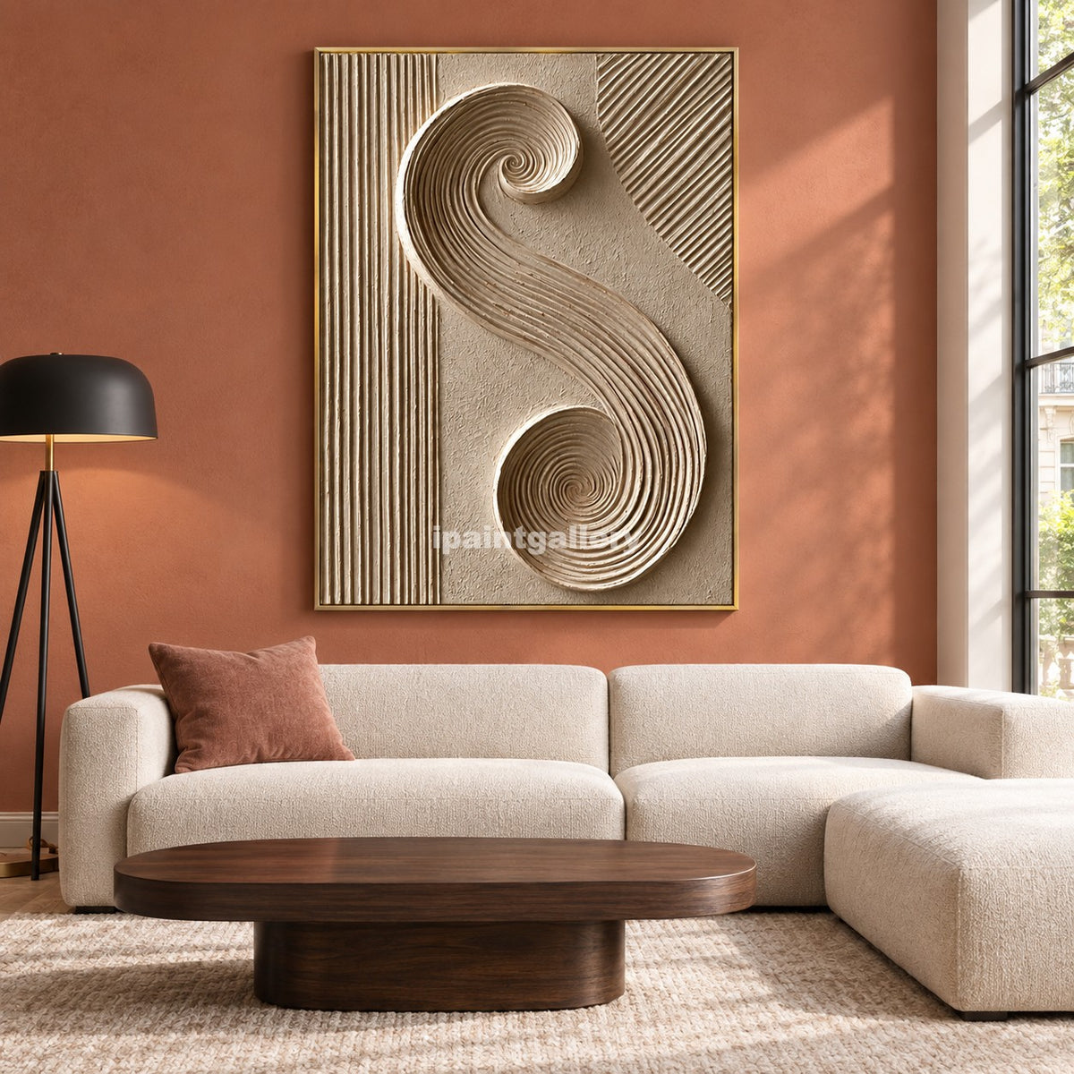 Balanced Spirals – Beige Sculptural Geometric Wall Art#LT8