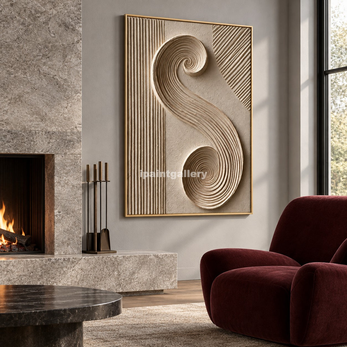 Balanced Spirals – Beige Sculptural Geometric Wall Art#LT8