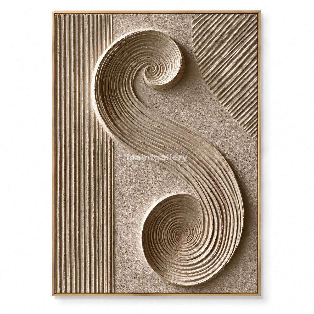 Balanced Spirals – Beige Sculptural Geometric Wall Art#LT8