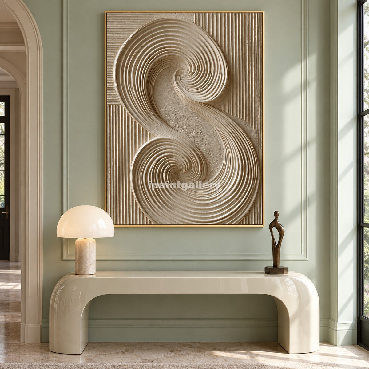 Continuum – Neutral Double Spiral Textured Wall Art#LT9