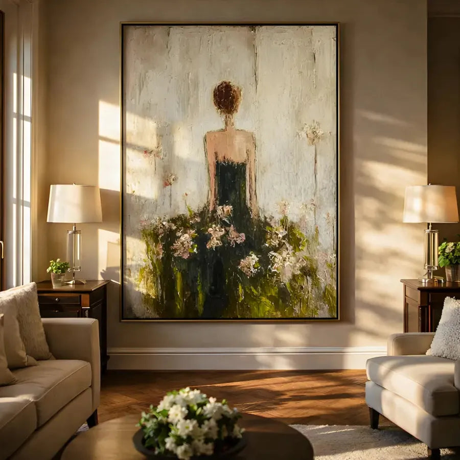 Quiet Bloom – Textured Figurative Floral Oil Painting#ip0921004
