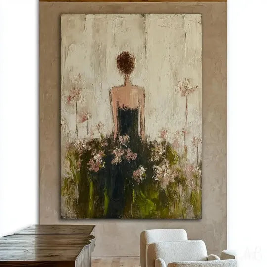Quiet Bloom – Textured Figurative Floral Oil Painting#ip0921004