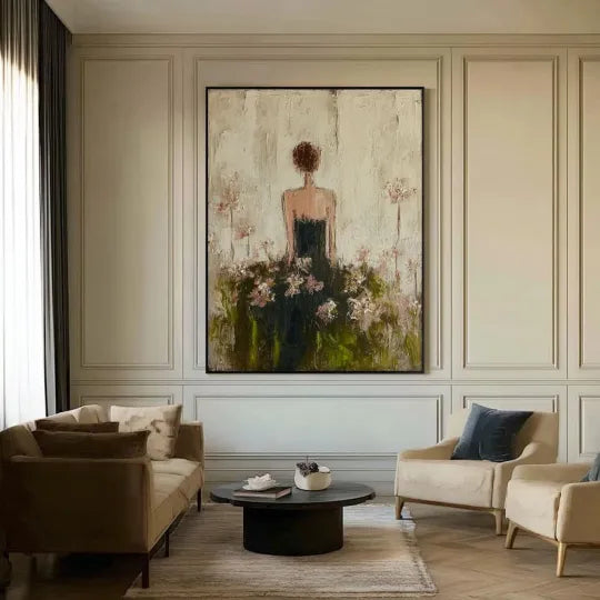 Quiet Bloom – Textured Figurative Floral Oil Painting#ip0921004