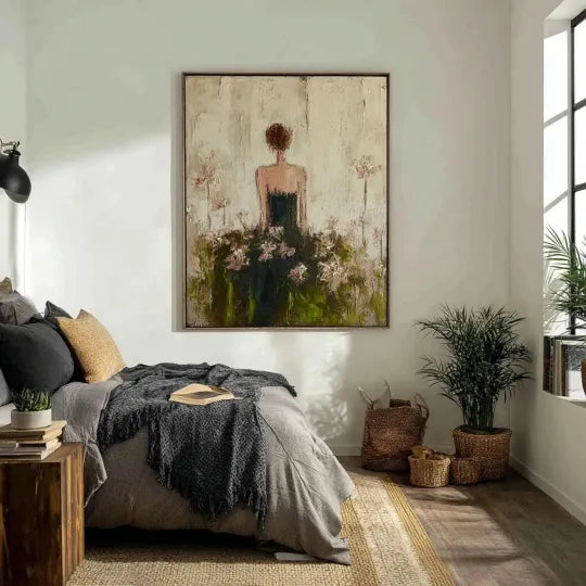 Quiet Bloom – Textured Figurative Floral Oil Painting#ip0921004