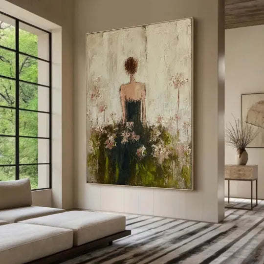 Quiet Bloom – Textured Figurative Floral Oil Painting#ip0921004