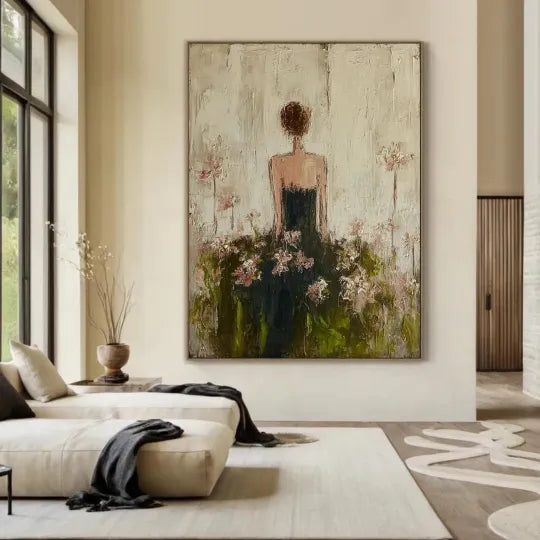 Quiet Bloom – Textured Figurative Floral Oil Painting#ip0921004