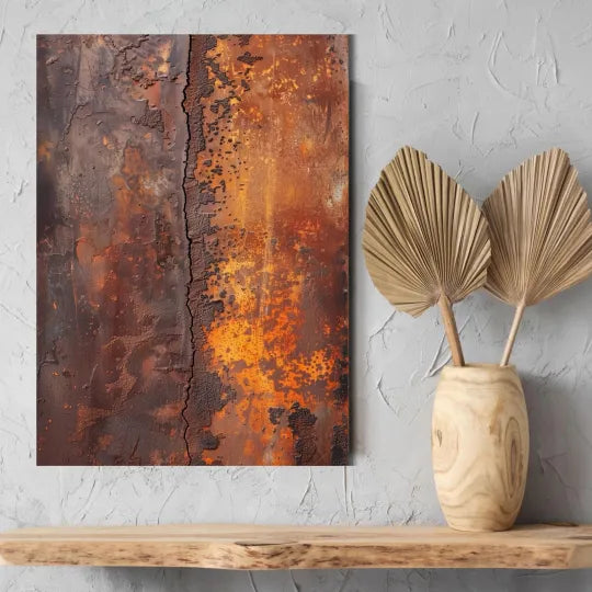 Fault Line – Rust Orange and Charcoal Textured Abstract Painting#ip0921011