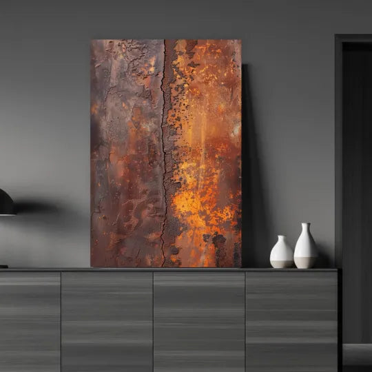 Fault Line – Rust Orange and Charcoal Textured Abstract Painting#ip0921011