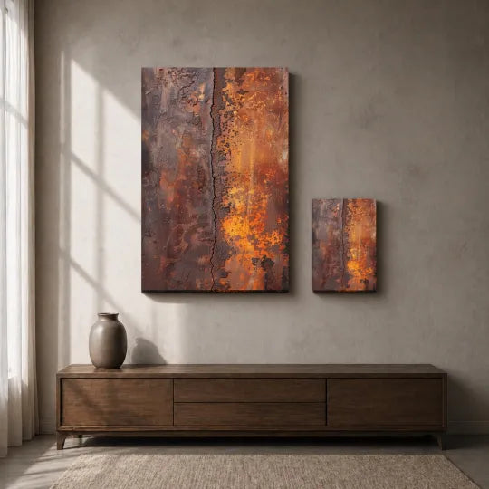 Fault Line – Rust Orange and Charcoal Textured Abstract Painting#ip0921011
