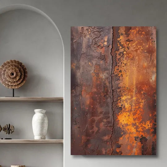 Fault Line – Rust Orange and Charcoal Textured Abstract Painting#ip0921011