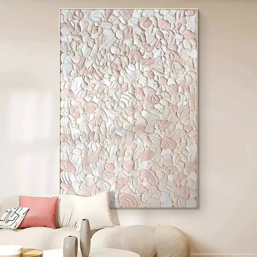 Soft Petals – Blush Pink and White Textured Abstract Painting#ip0921013