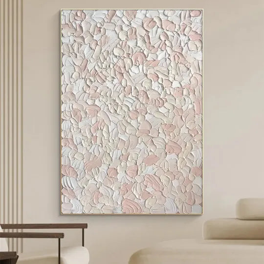 Soft Petals – Blush Pink and White Textured Abstract Painting#ip0921013