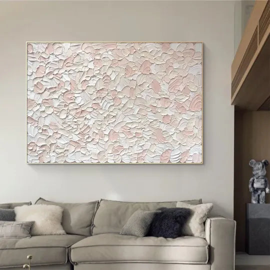 Soft Petals – Blush Pink and White Textured Abstract Painting#ip0921013